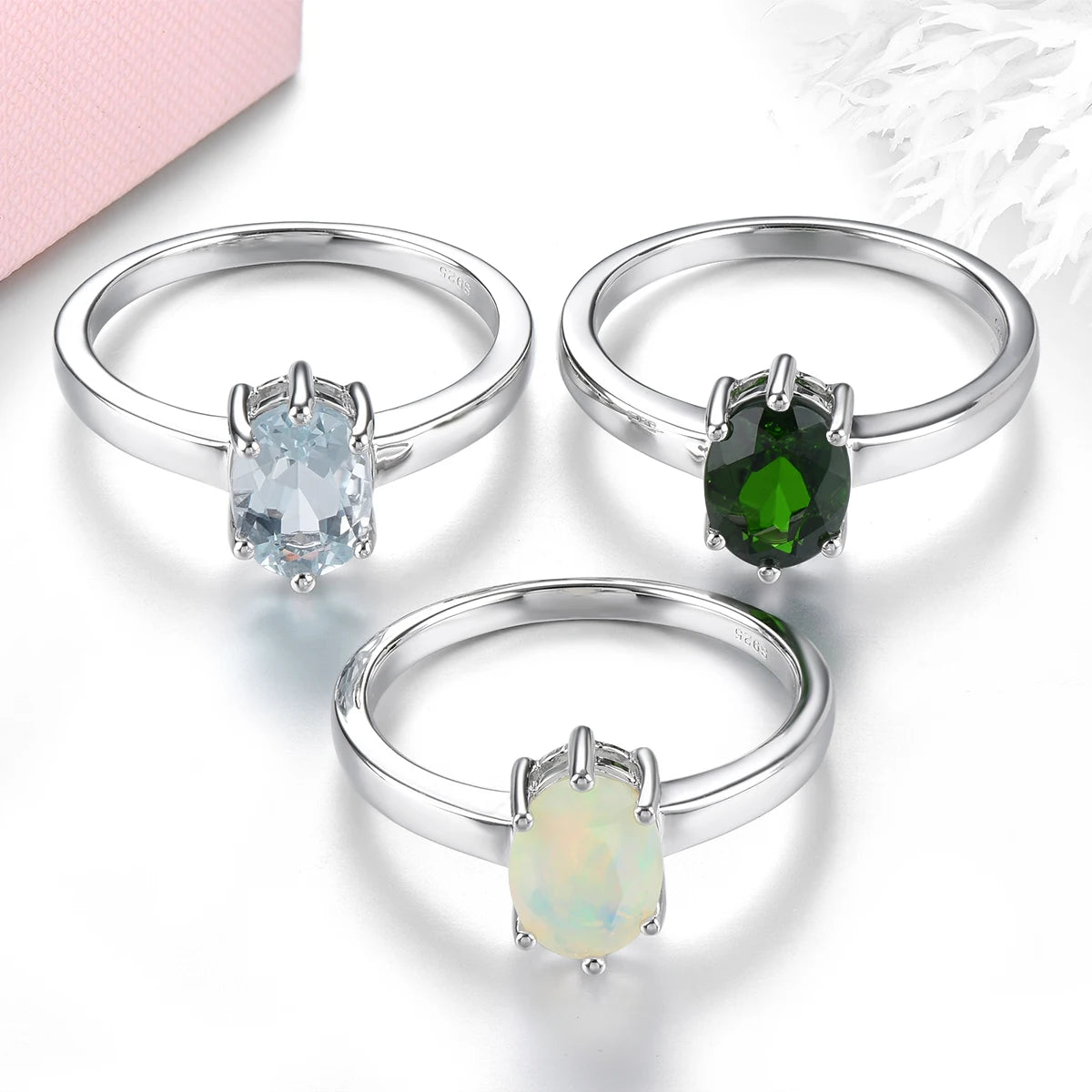 Natural Opal Sterling Silver Rings 0.85 Carats Genuine Gemstone Classic Simple Design Fine Jewelry Daily Decorations Women Gifts