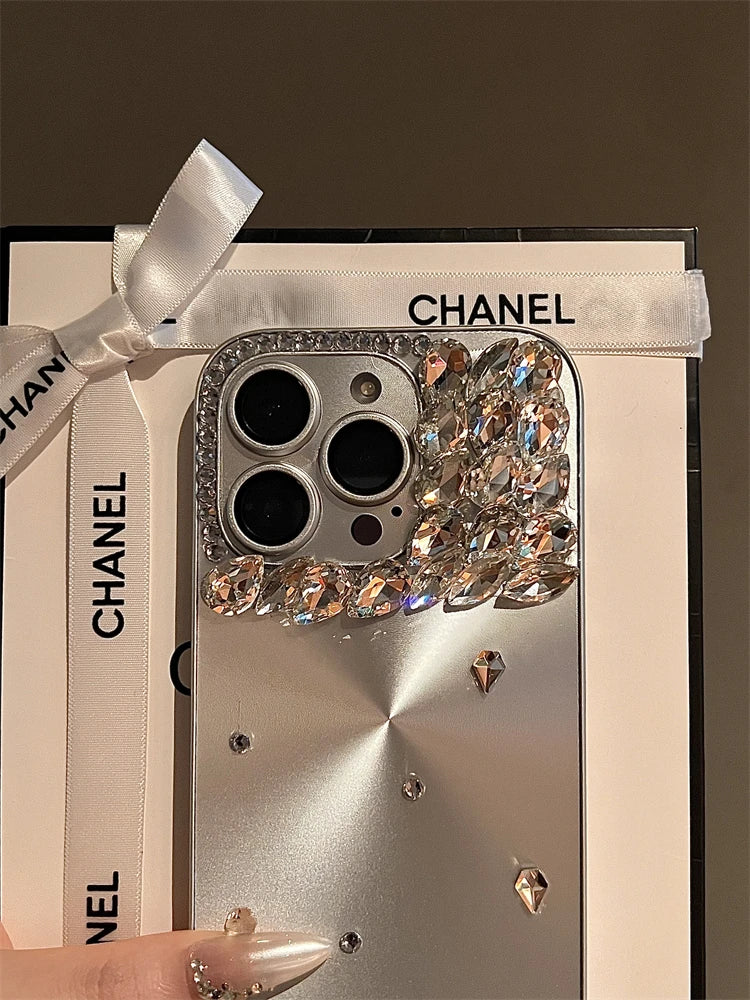 High Quality Luxurious Glitter Diamond Pink Phone Case For iPhone 16 15 14 13 12 11 Pro Max 15Pro 14Pro Bling Rhinestones Cover