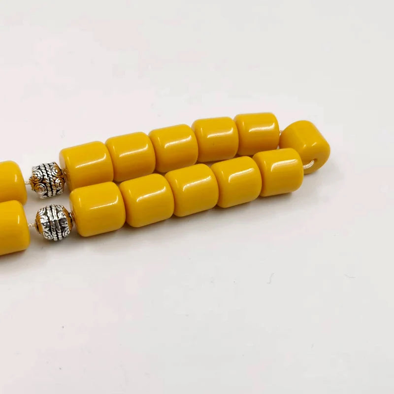 Tasbih men turkish prayer beads Yellow Resin luxurious Misbaha Tibetan silvers Accessories Eid gift islamic arabic bracelet