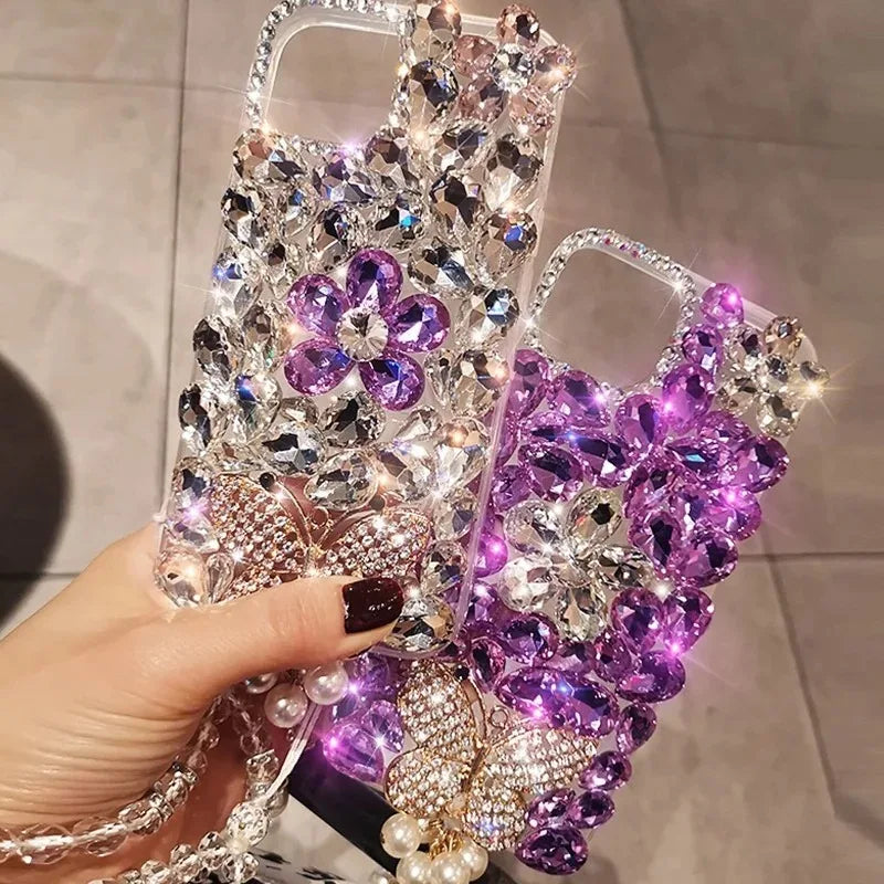 Rhinestone Phone Cases for Women, Bling Diamond, Handmade Cellphone Covers, for Huawei P50Pro, P40, Honor 9X, 50, 60Pro Models