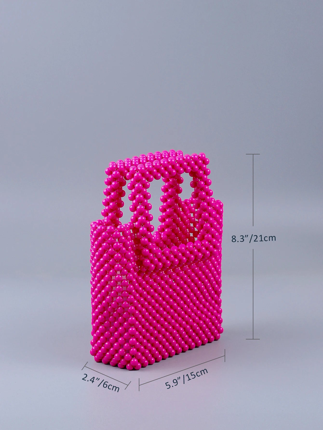 Cute candy colored mini bag with niche design, pure handmade beaded hand-held bead small square bag