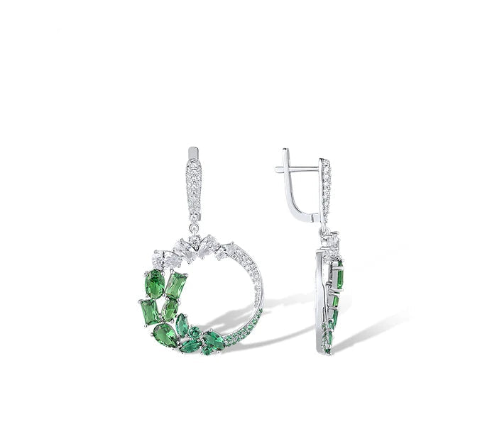 925 Sterling Silver Dangling  Green Spinel Jewelry