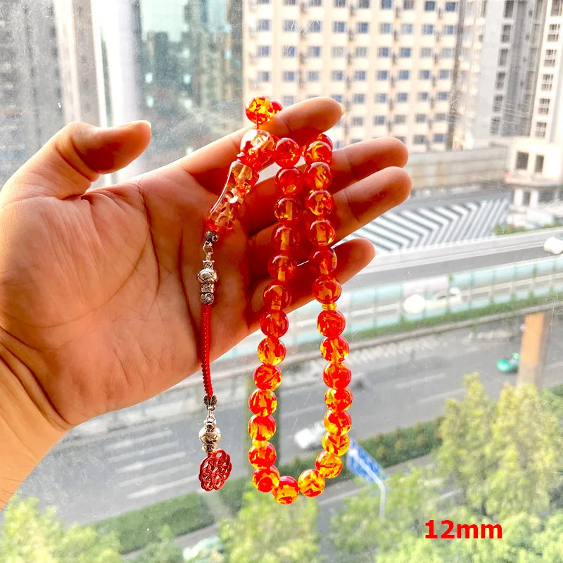 Tasbih Resin The color of ambers Muslim prayer beads  islamic rosary Red turkish acessories misbaha arabic Fashion bracelet