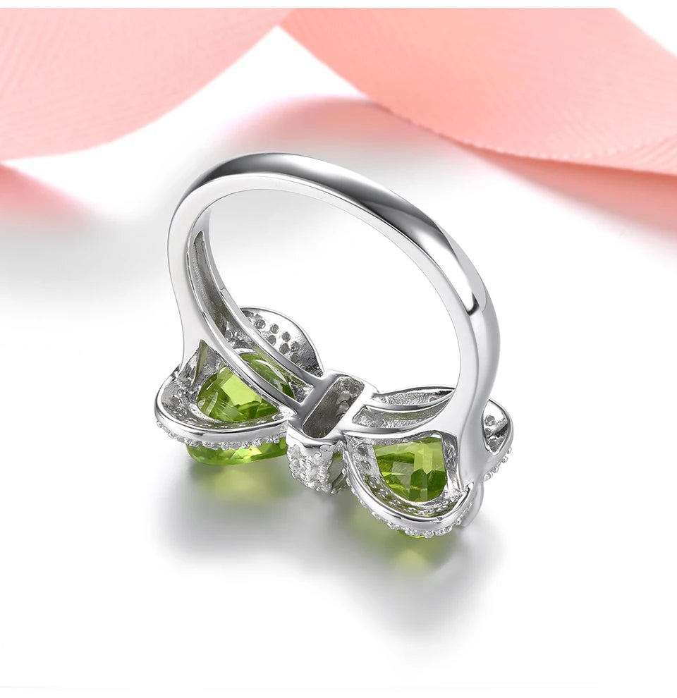 Natural Peridot Solid Sterling Silver Rings 3.8 Carats Genuine Birthstone Romantic Elegant Fine Jewelrys S925 Design