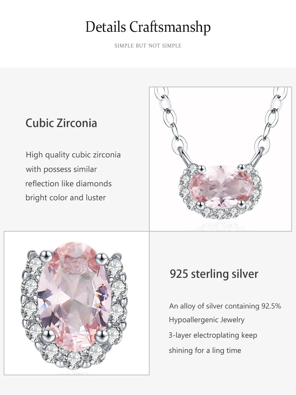 925 Sterling Silver Fashion Jewelry Set  Pink