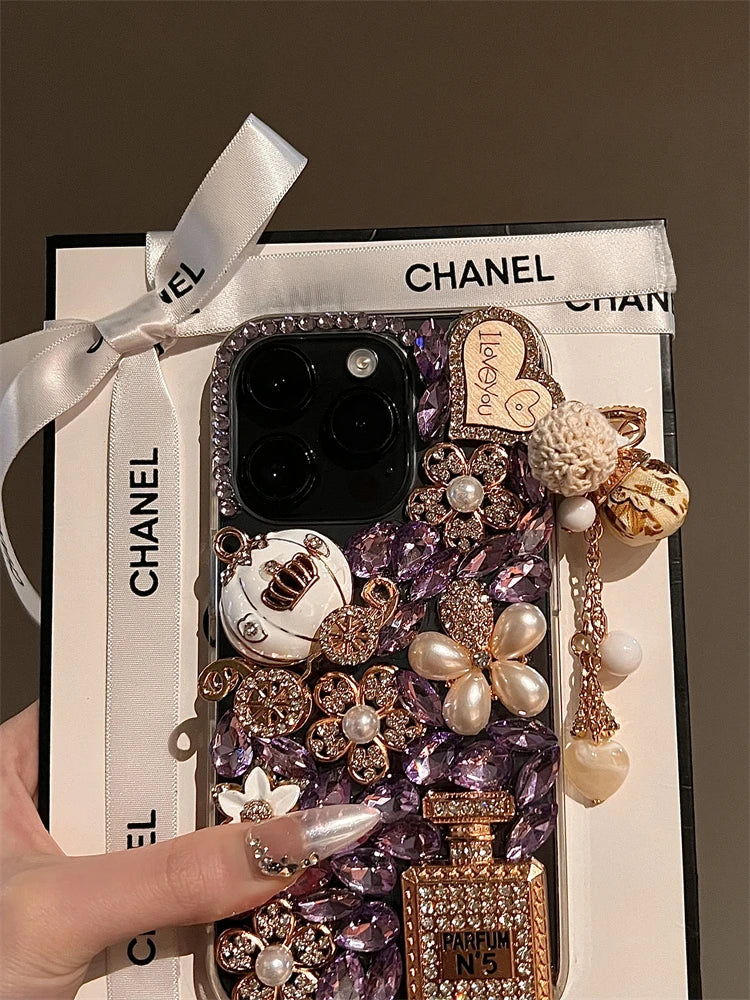 High Quality Luxurious Glitter Phone Case For iPhone 16 15 14 13 12 11 Pro Max Diamond Bling Cover For iPhone 16Pro Rhinestones