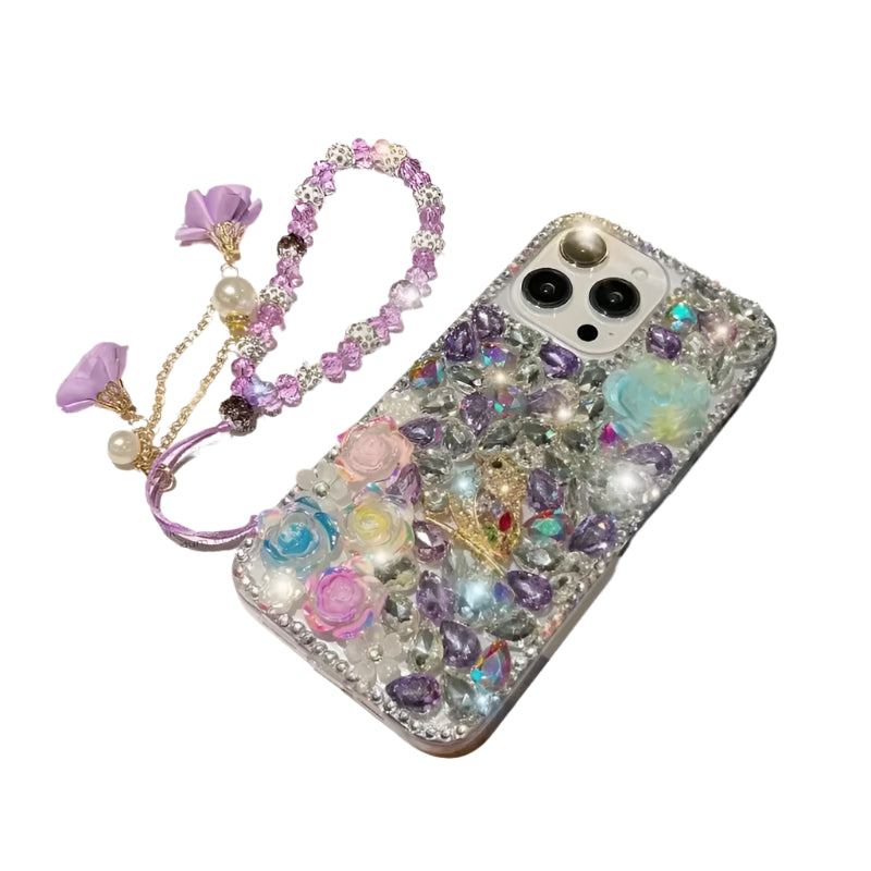 Phone Case with Chain for Huawei P50Pro, P40, Mate30, Honor 9X, 50, 60Pro, Songs Birds Scent Flowers, Diamond