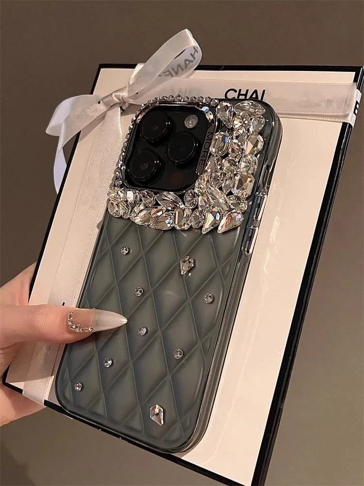 Bling Diamond SilIver Color Phone Cases For iPhone 11 12 13 14 15 16 Pro Max High-end Camera Protection Silicone Glitter Cover