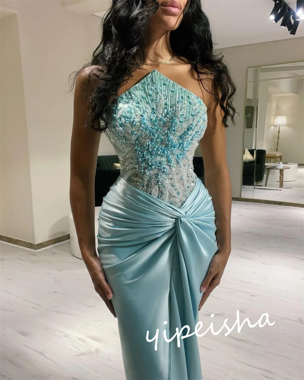 Classic Modern Style Formal Evening Strapless Mermaid Beadings Bespoke Occasion  Prom Dresses