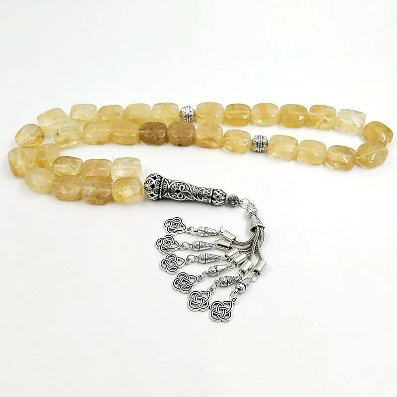 Tasbih Citrine stone Islamic misbaha 33 Rosary beads bracelet arabic fashion Gift eid Muslim New accessories on hand