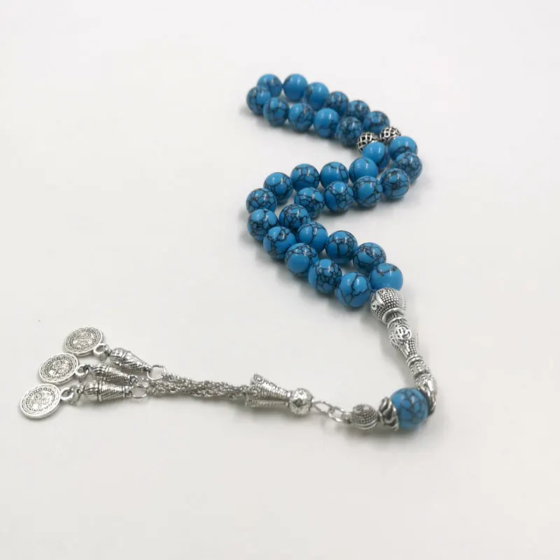 Tasbih Natural Mongolian turquoise gemstone islamic muslim Blue prayer bead Misbaha