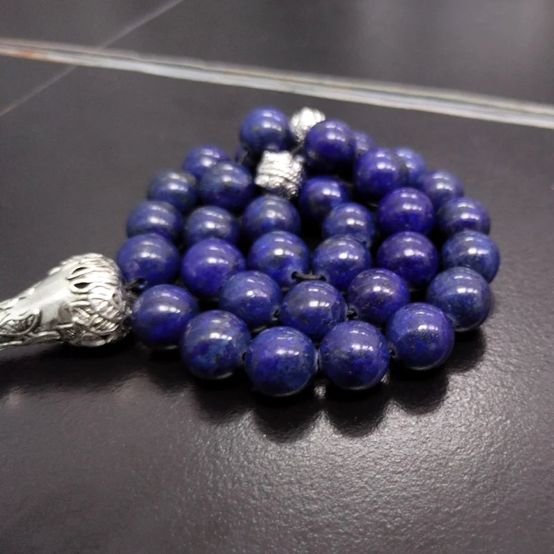 Tasbih Natrual Lapis lazuli islamic with arabic pendant Muslim Paryer beads misbaha accessories bracelets Eid gift ramadan