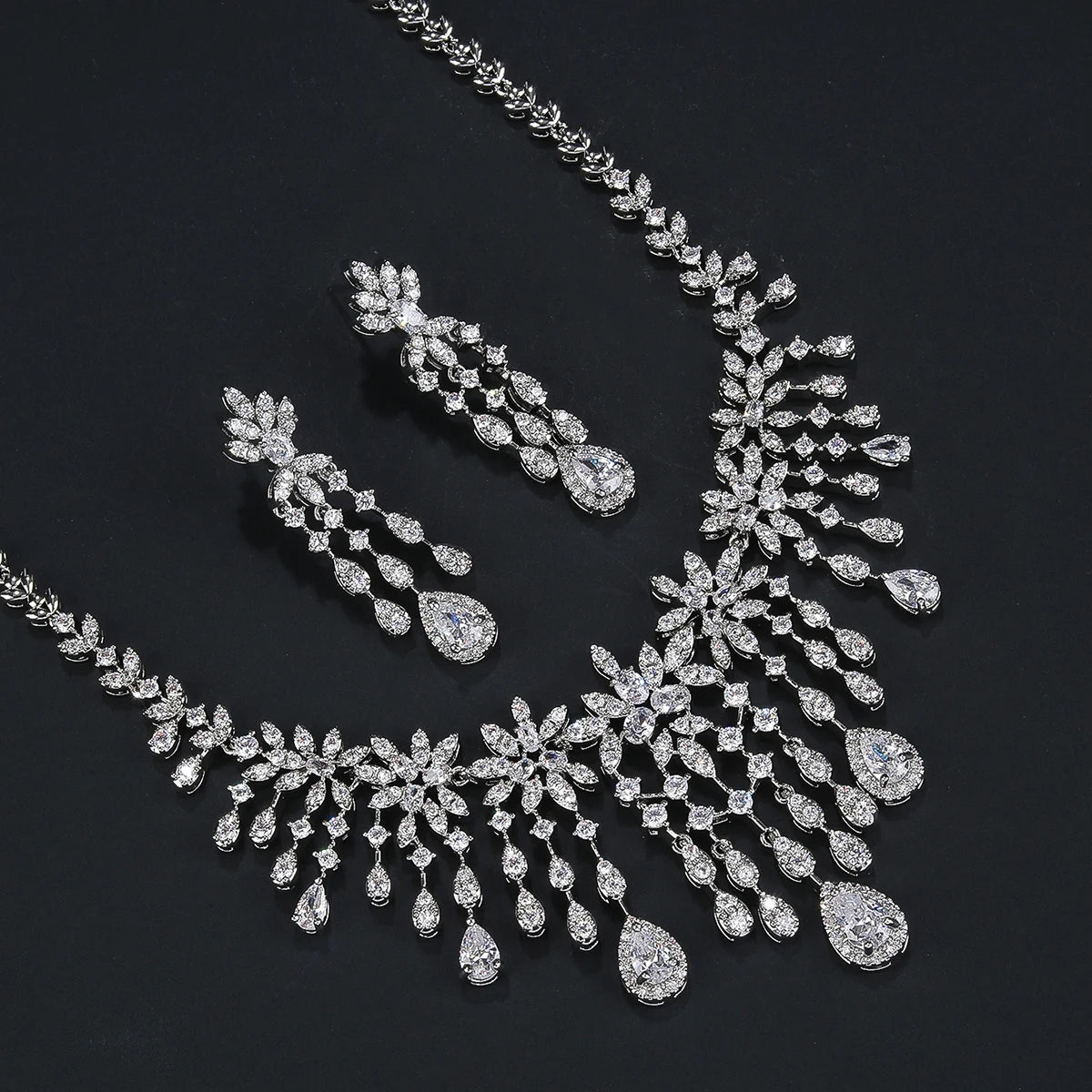 Zirconia  Flower  Jewelry Sets