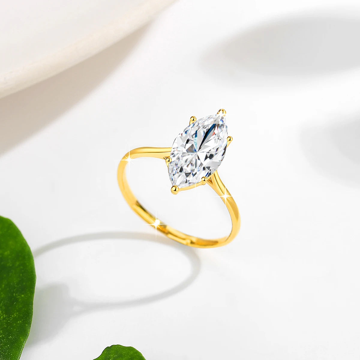 Cut Moissanite Ring 3ct 14k Gold 100% Real Stone Engagement K Gold  Jewelry