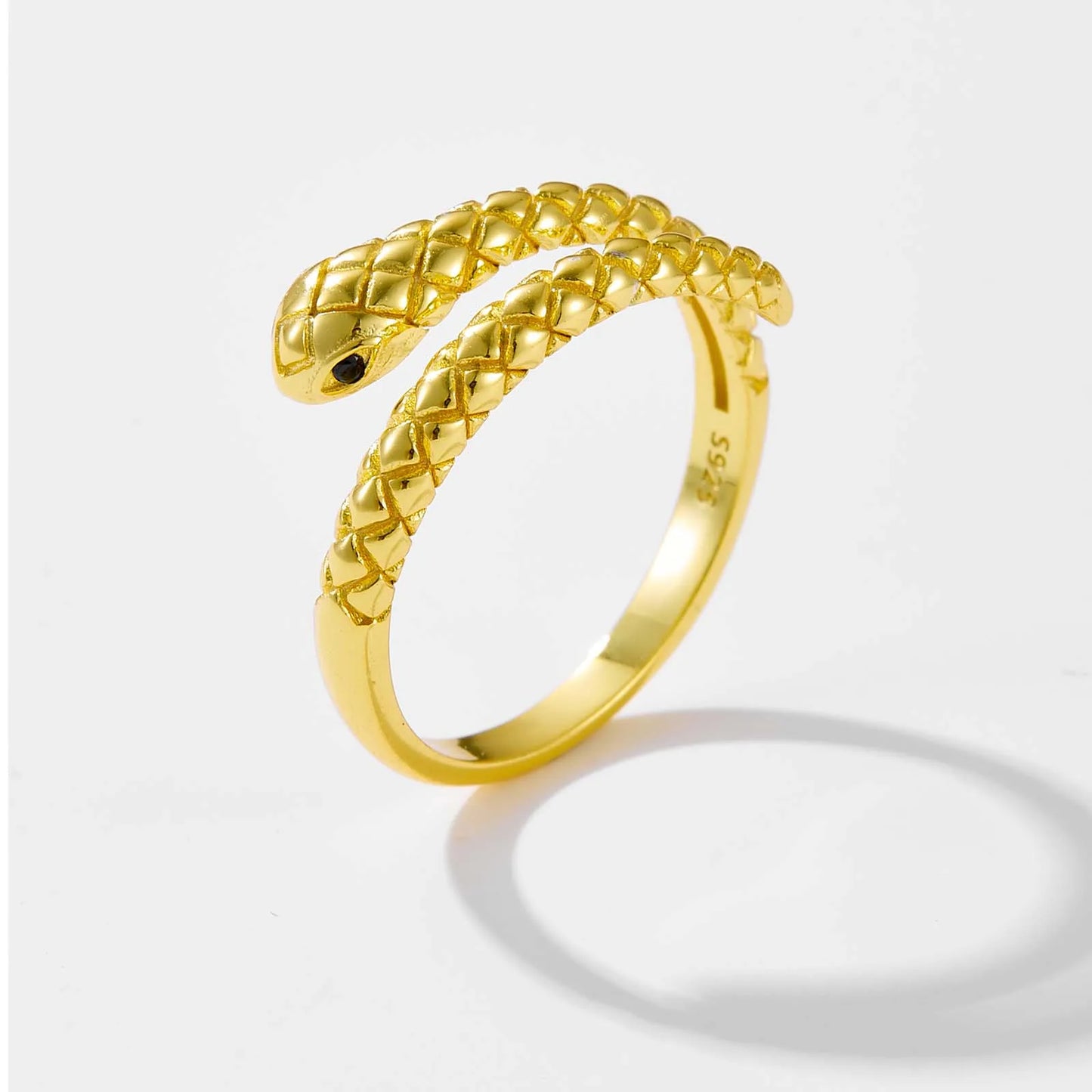 925 Sterling Silver Gold Snake Resizable Ring  Luxury  Jewelry