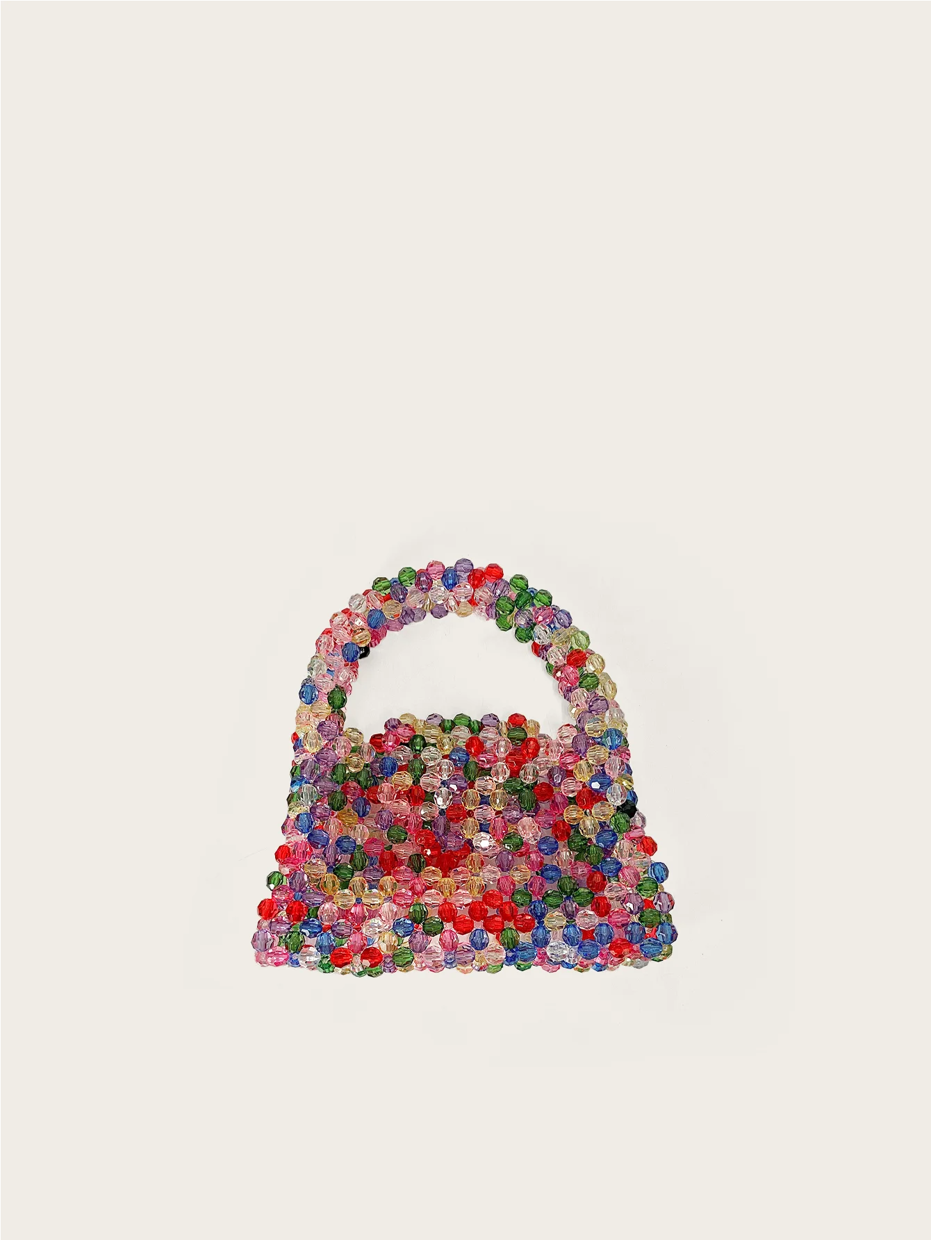 Autumn and winter new bead bag dopamine style hand-held finished product bag hand woven multi-color candy bag