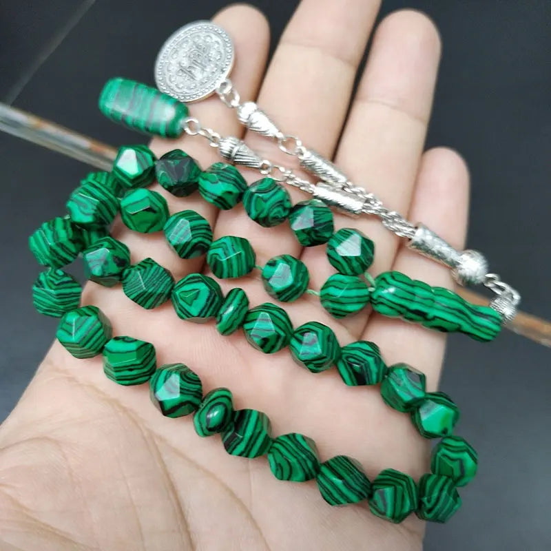 Green diamond Malachite Muslim Prayer Beads with malachite pendant 33 45 51 66 99 100rosary