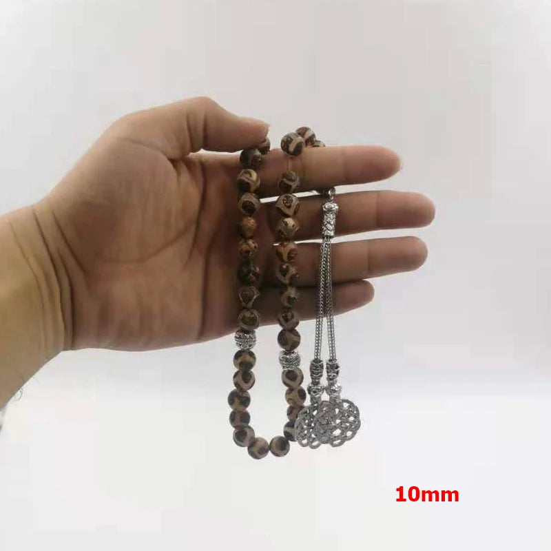 Tasbih Natural Tibetan Agate stone handmade Muslim 33 prayer beads bracelet misbaha Islamic Ramadan Eid gift arabic fashion