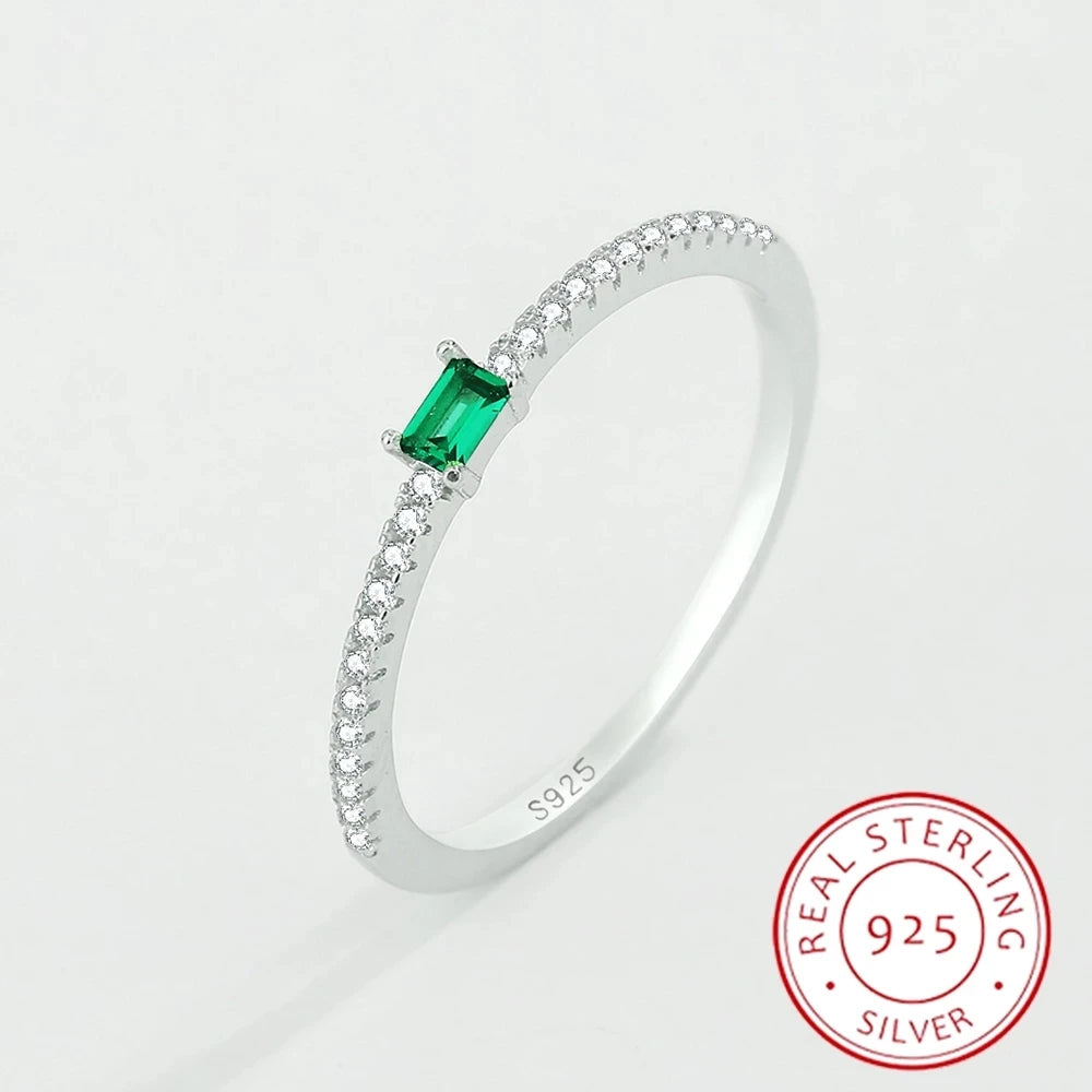 2022 NEW Classic Rectangular Emerald Ring For Women Single Row Of Diamonds Genuine Sterling Silver Valentine's Day Gift  Jewelry