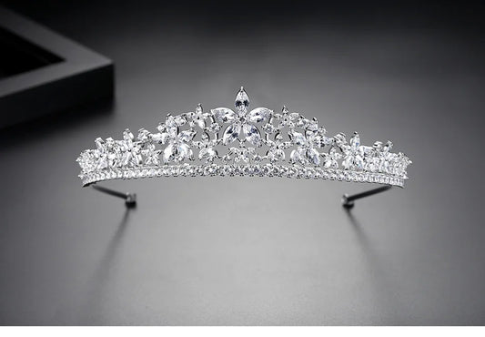 Fashion  Zirconia Beautiful Flower Bridal  Hair Accessories Crown