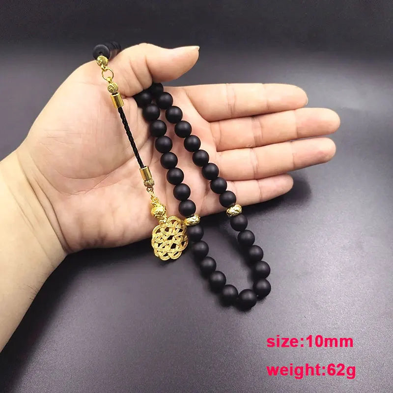 Tasbih Black Matte agates stone muslim prayer beads islamic rosary