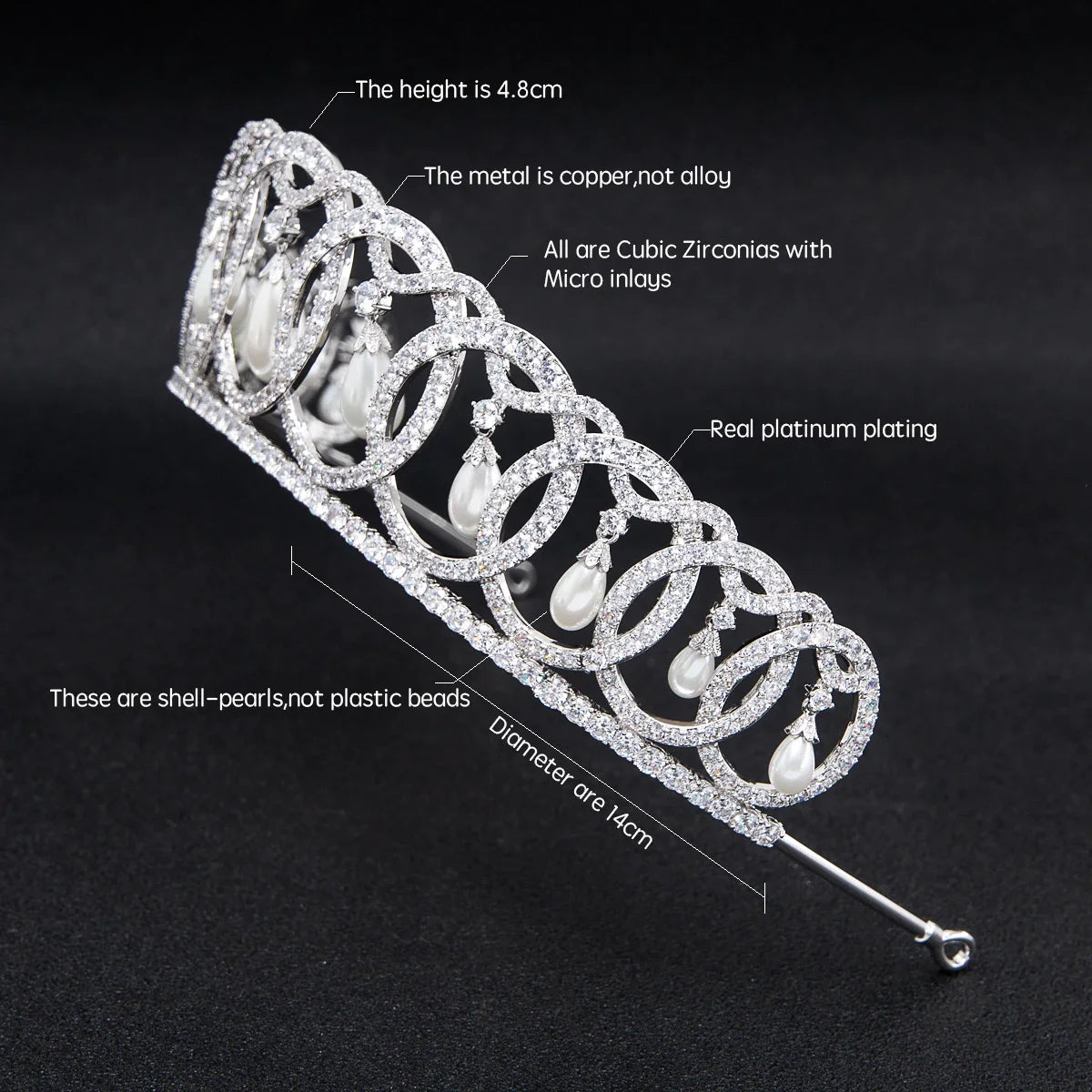 Luxury  Zirconia Crown Accessories Princess  Crystal Queens