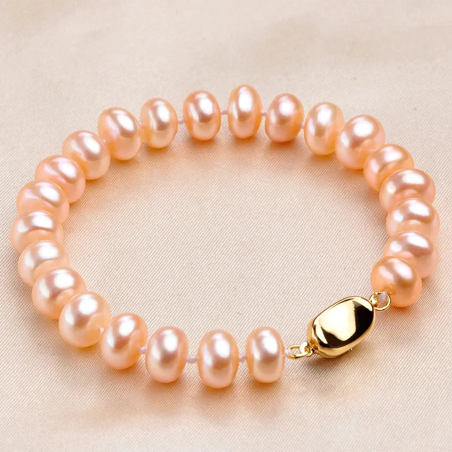 Freshwater Pearl Bracelets 925 Sterling Silver Gold