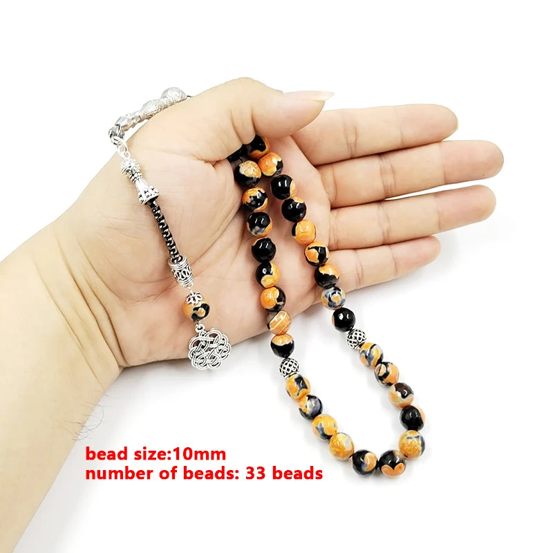 Tasbih  black agates stone muslim prayer beads bracelet Turkish misbaha gemstone accessories Eid gift Adha islamic rosary