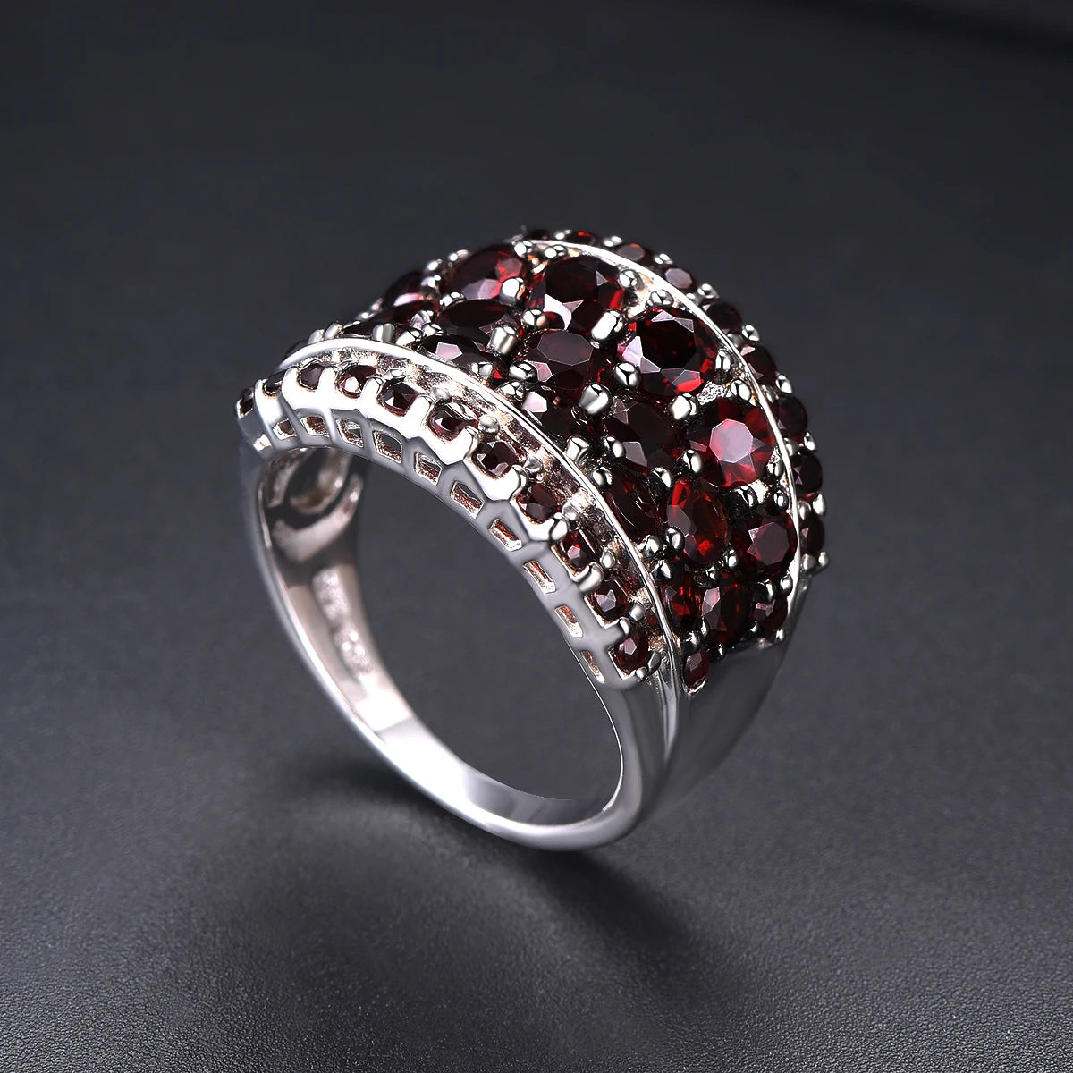 Silver Garnet Ring 925 Jewelry