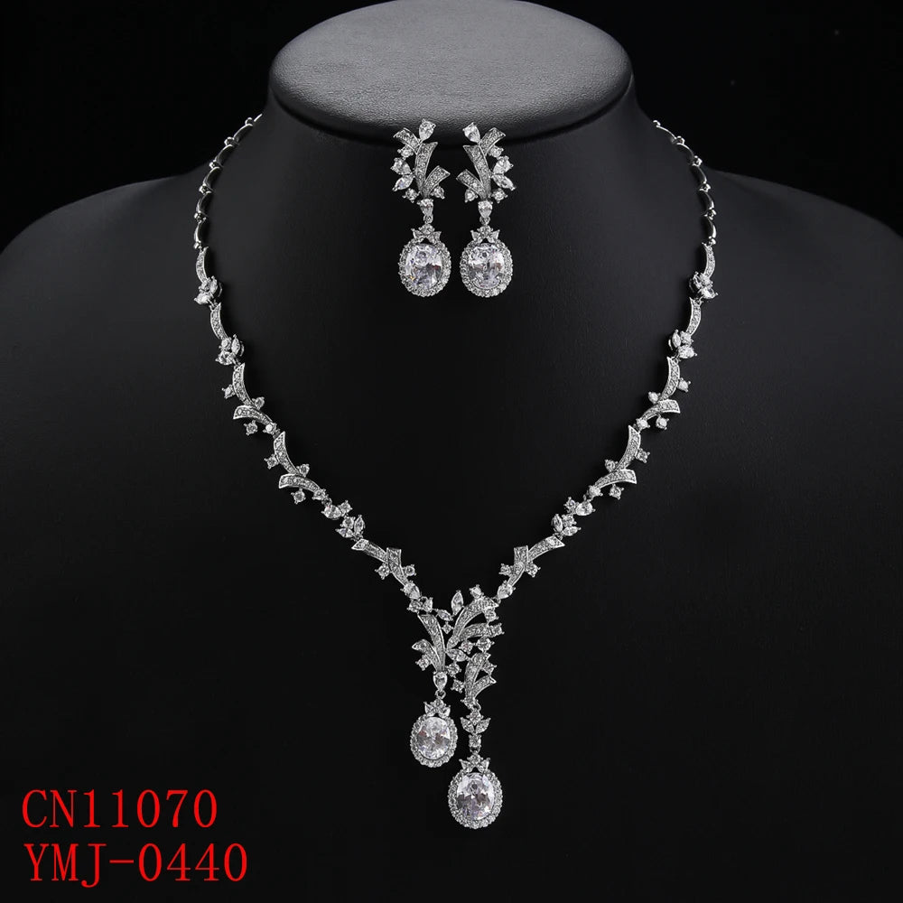 Luxury  Set  Zirconia Silver Wedding Jewelry Set