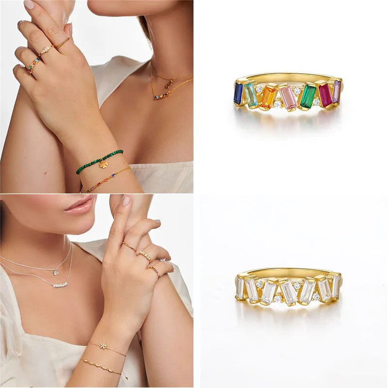 Crystal Gold Color Rings  Jewelry