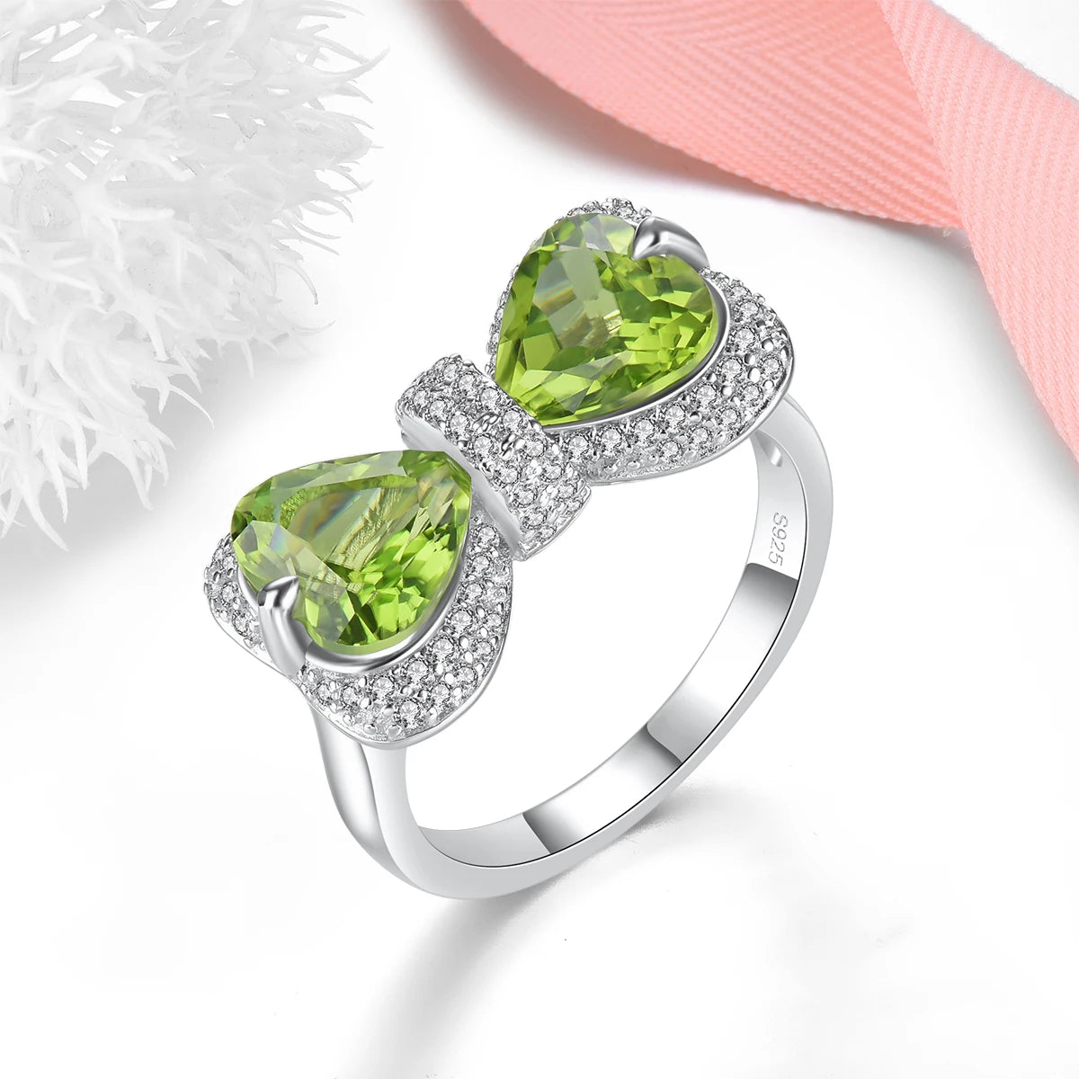 Natural Peridot Solid Sterling Silver Rings 3.8 Carats Genuine Birthstone Romantic Elegant Fine Jewelrys S925 Design