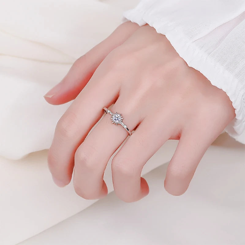 2022 NEW Classic Flowers Ring for Women Diamond AAA Cubic Zirconia Real S925 Silver Daily Party Engagement Wedding Gift Jewelry