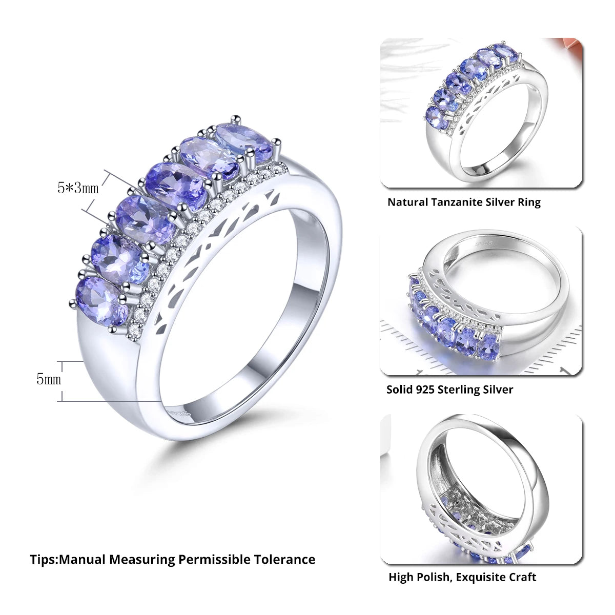 Natural Tanzanite Solid Silver