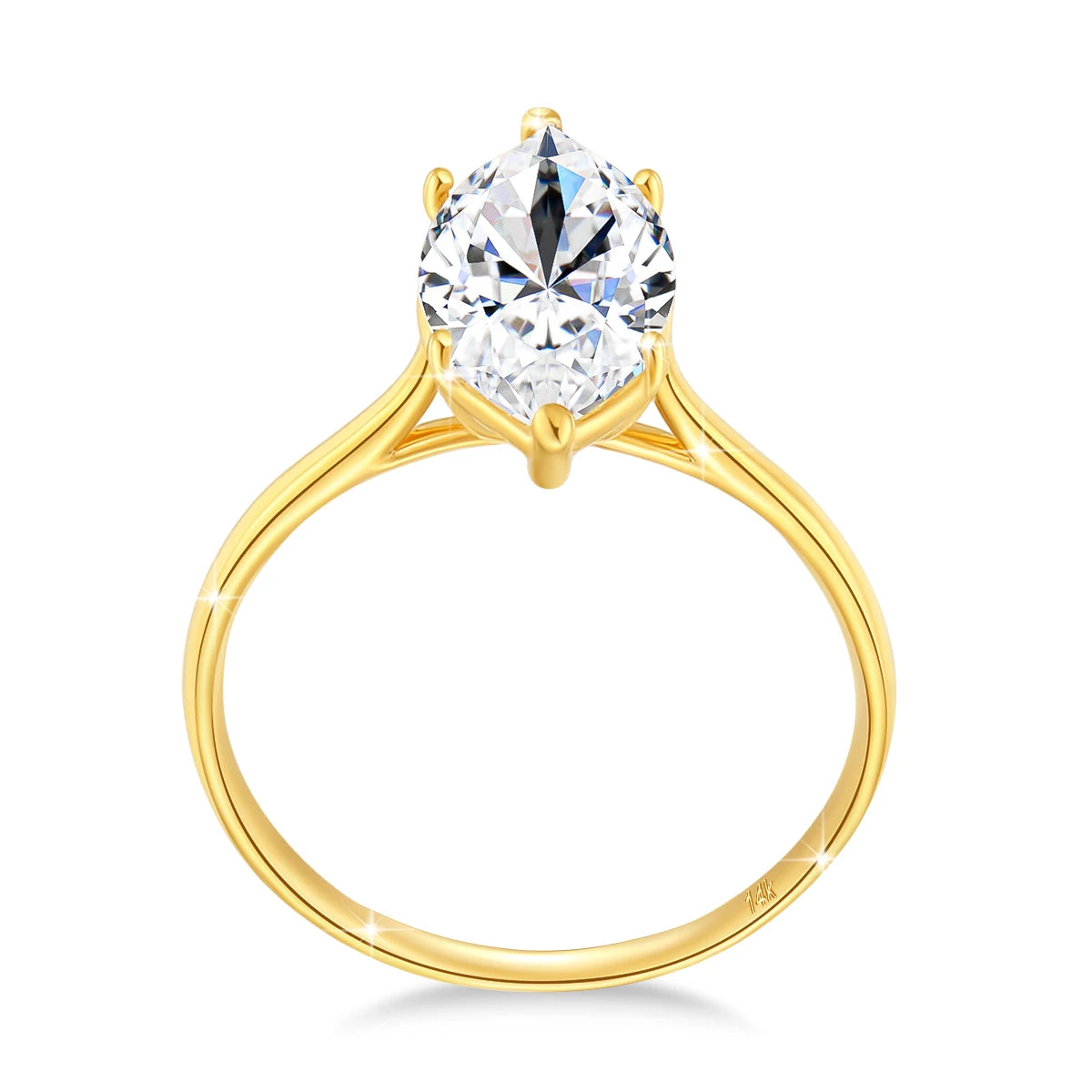 Cut Moissanite Ring 3ct 14k Gold 100% Real Stone Engagement K Gold  Jewelry