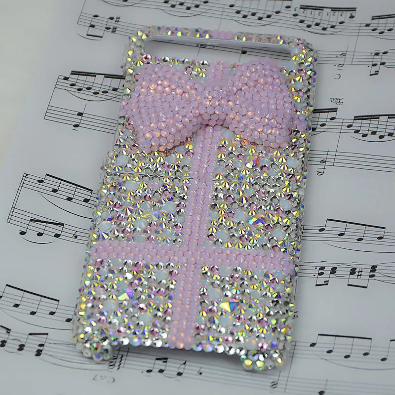 For Samsung Galaxy Z Flip 6 5 4 3 2 5G F7110 F7070 Luxury Rhinestones Crystal Shinny Cute Pearl Bow Phone Case Cover