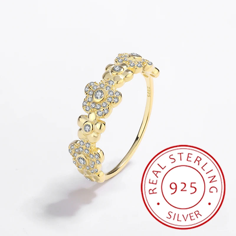 Personalized Forest Genuine S925 Silver 14K Gold Small Wreath Versatile Women's Ring