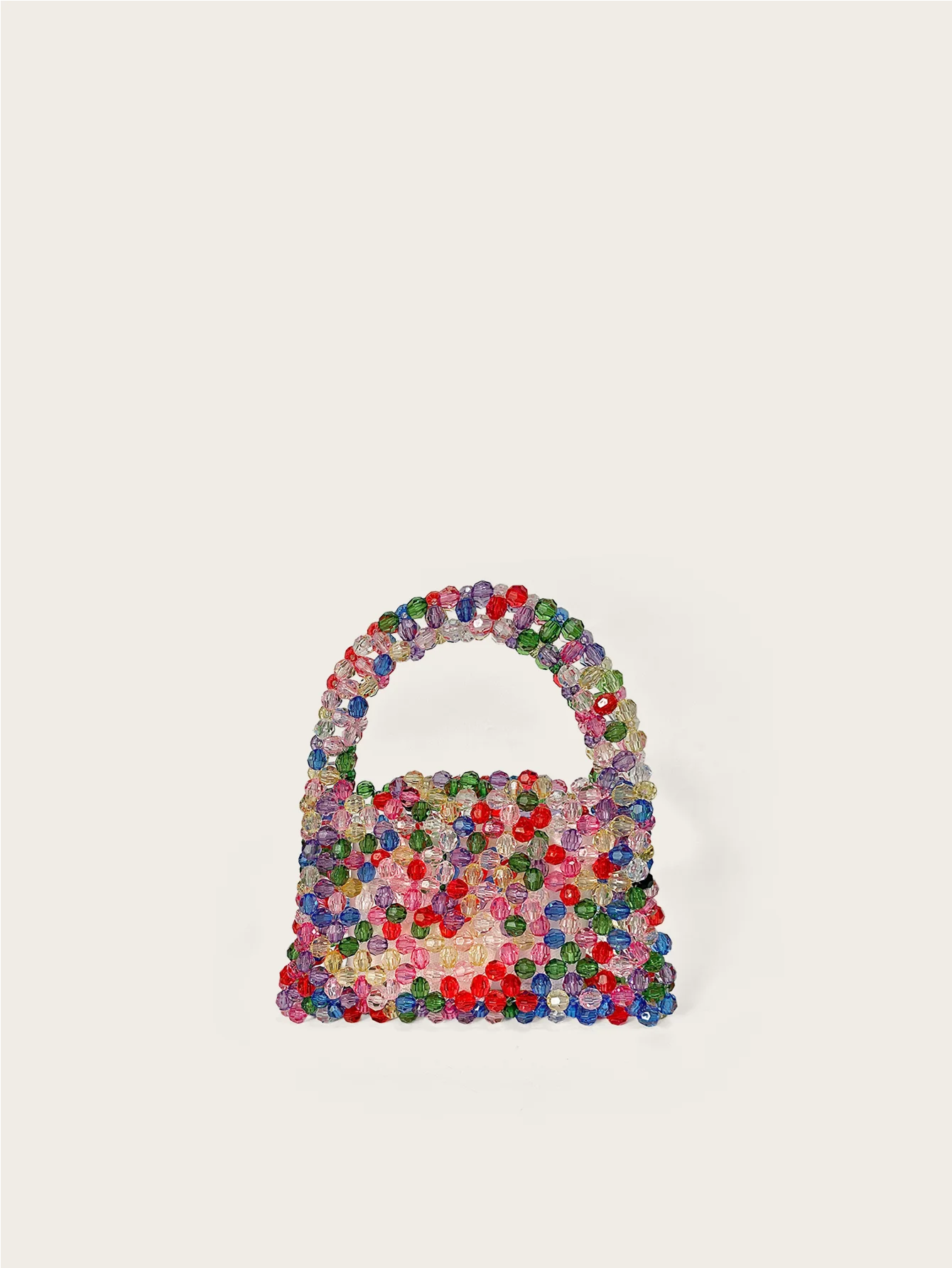 Autumn and winter new bead bag dopamine style hand-held finished product bag hand woven multi-color candy bag