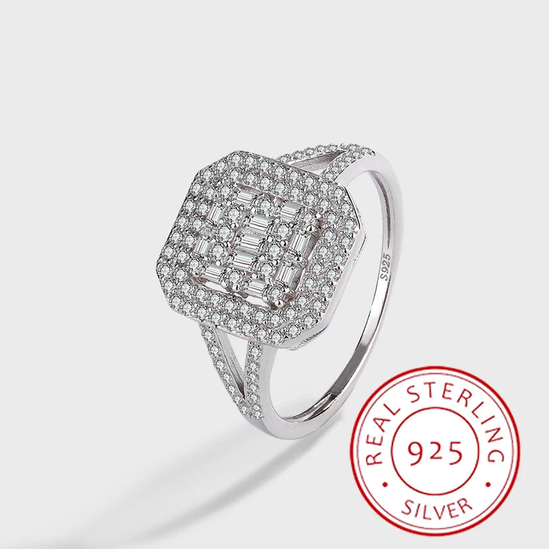 S925 Silver Ring of Diamonds Luxurious