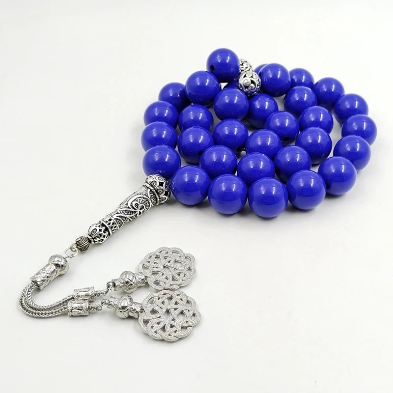 Big Size Tasbih Blue resin bracelet Muslim  prayer beads misbaha Eid gift ramadan arabic fashion