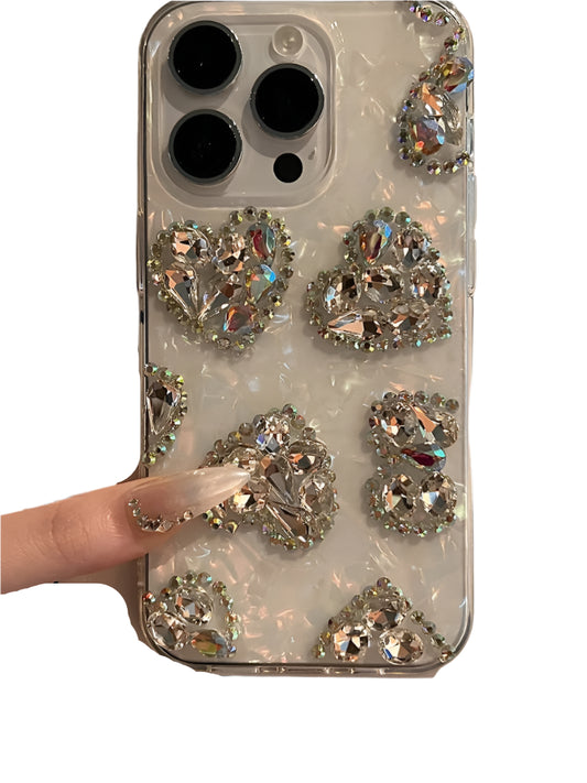 Glitter Diamond Phone Case For iPhone16 15 14 13 12 11 16ProMax XR Samsung S21 S22 S23 S24 Ultra Plus Fe Note20 Love Heart Cover