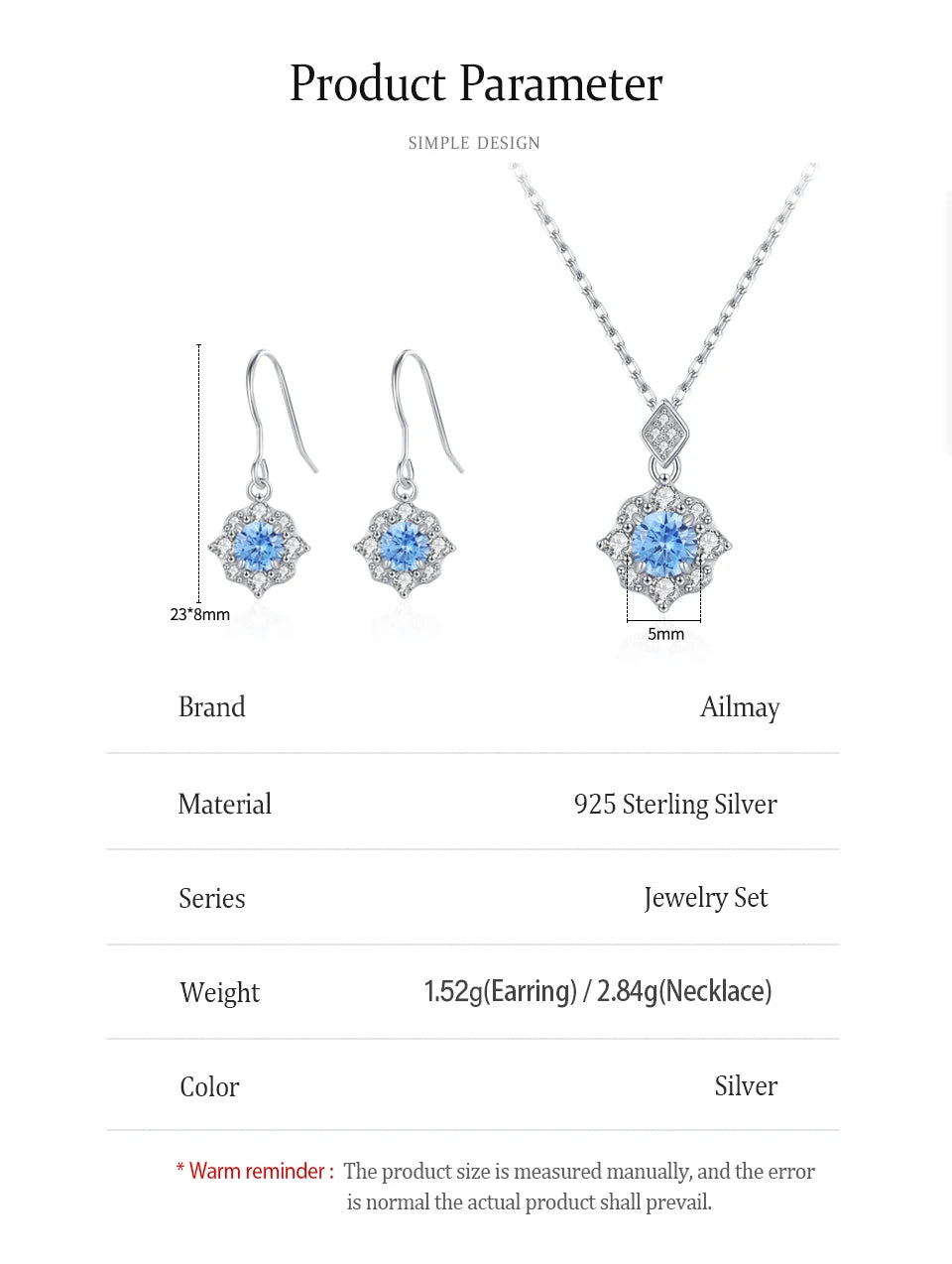 925 Sterling Silver Fashion Jewelry Set Flower