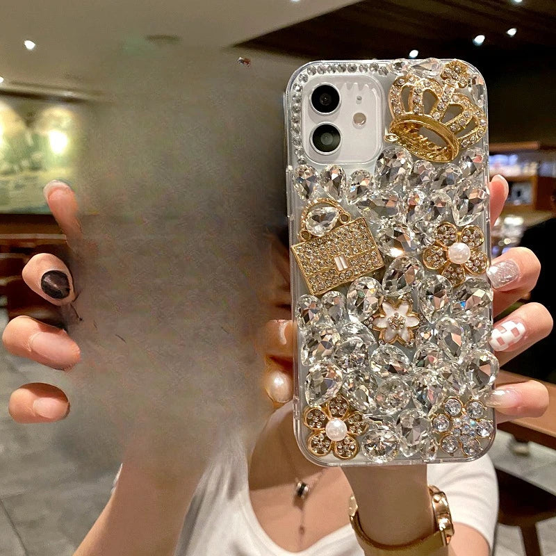 Diamond Bling Phone Case for Women, Jewelry Cover, Luxury Designer, for Huawei P50Pro, P40, Mate30, Honor 9X, 50, 60Pro