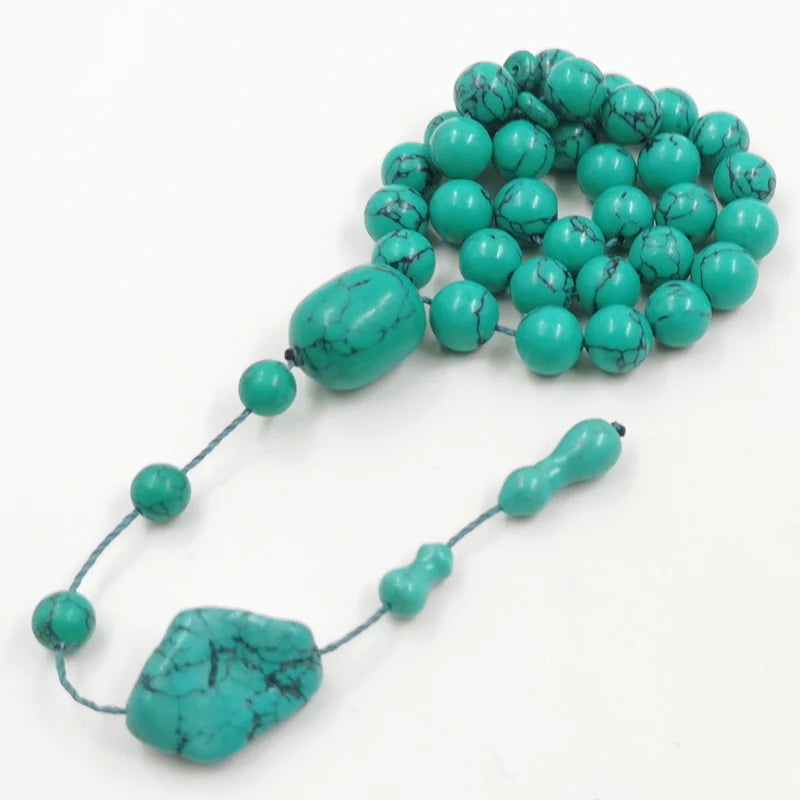 Tasbih  Green Mongolia Turquoise Gemtone Muslim Prayer Beads Islamic Misbaha