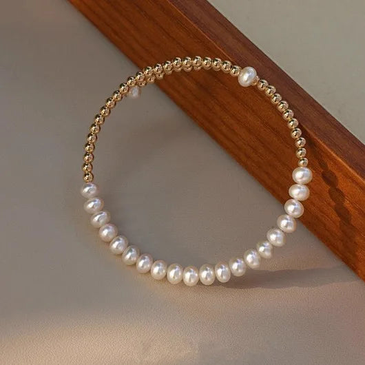 Elegant 100% Natural Freshwater Pearl 14K Gold Filled Ladies Bangle Promotion Jewelry