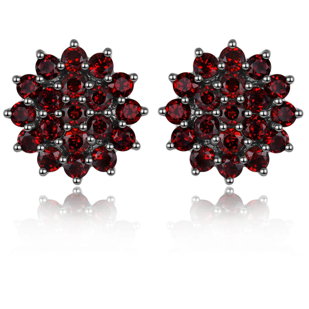 Natural Red Garnet S925 Silver Stud