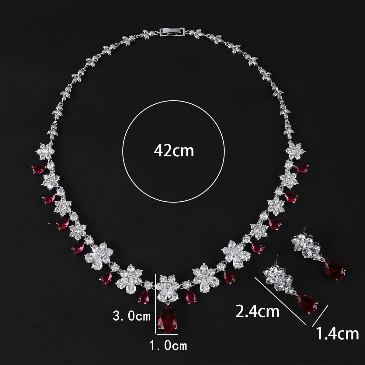 Fashion Bridal Jewelry Set Gorgeous Cubic Zirconia Ladies Party Wedding Flower Necklace Earrings Set  CN11092