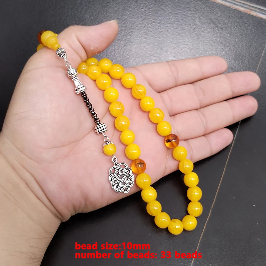 Yellow resin Tasbih Muslim bracelet  insect beads Turkish fashion gift For Ramadan