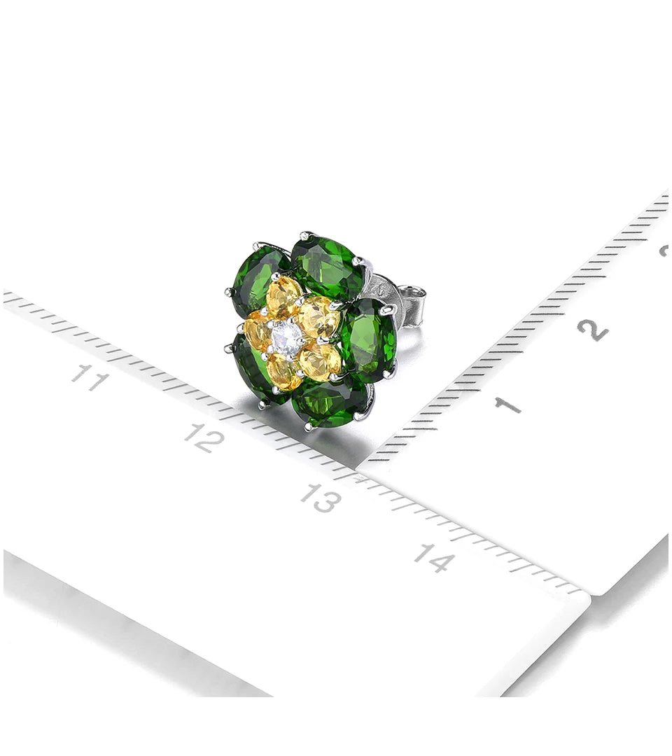 Natural Chrome Diopside Citrine Solid Sterling Silver