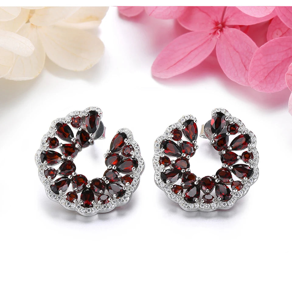 Natural Red Garnet Sterling Silver